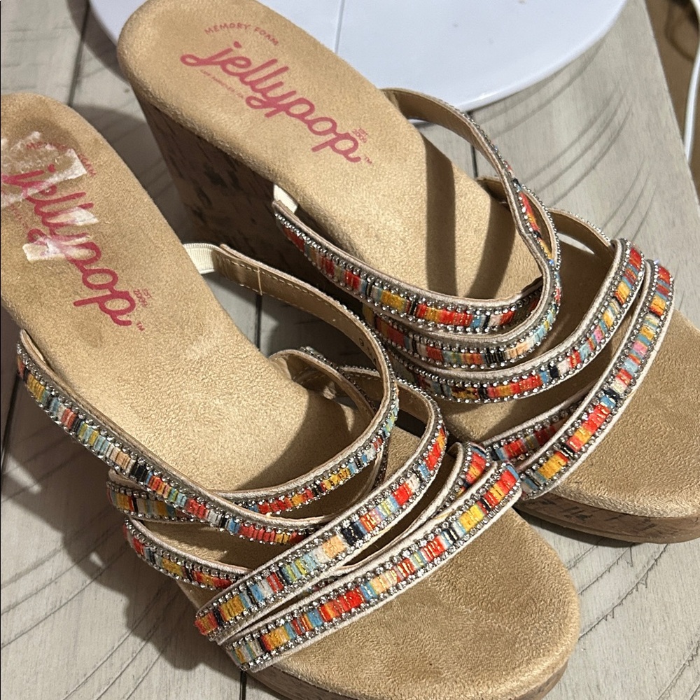 Jellypop Multicolor Wedge Sandals with Tribal Straps